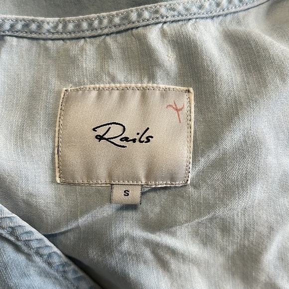 RAILS Chambray V Neck Sleeveless Racerback Tie Waist Dress Sz S - Picture 9 of 12